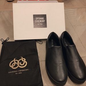 Opening Ceremony Black Leather Slip on